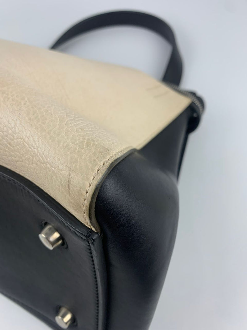 Edge Black / Beige Top Handle Calfskin Bag