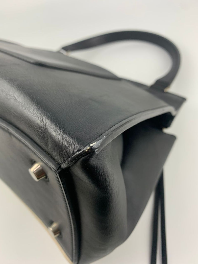 Edge Black / Beige Top Handle Calfskin Bag