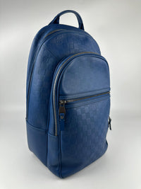 Infini Blue Neptune Damier Leather Michael NM Backpack