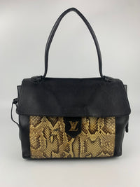 Lockme MM Black Leather and Python Bag