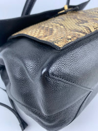 Lockme MM Black Leather and Python Bag