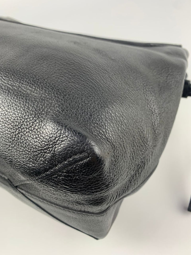 Lockme MM Black Leather and Python Bag