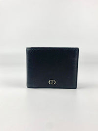 CD Icon Bifold Wallet in Black Grained Calfskin