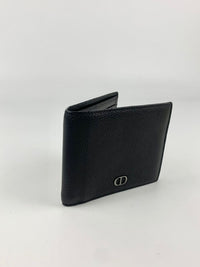 CD Icon Bifold Wallet in Black Grained Calfskin