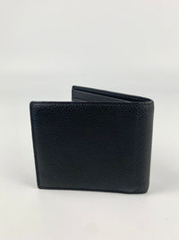 CD Icon Bifold Wallet in Black Grained Calfskin