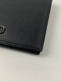 CD Icon Bifold Wallet in Black Grained Calfskin