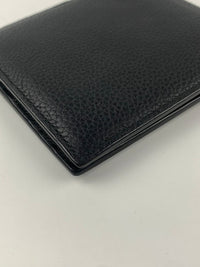 CD Icon Bifold Wallet in Black Grained Calfskin