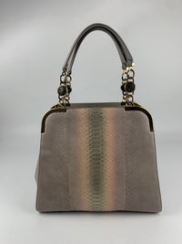 Gold Glanced Python / Pearl Grey &amp; Light Gold Soft Calf Leather Monete Shoulder Bag&nbsp;