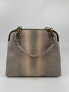 Gold Glanced Python / Pearl Grey &amp; Light Gold Soft Calf Leather Monete Shoulder Bag&nbsp;