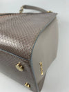 Gold Glanced Python / Pearl Grey &amp; Light Gold Soft Calf Leather Monete Shoulder Bag&nbsp;