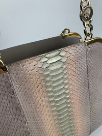 Gold Glanced Python / Pearl Grey &amp; Light Gold Soft Calf Leather Monete Shoulder Bag&nbsp;