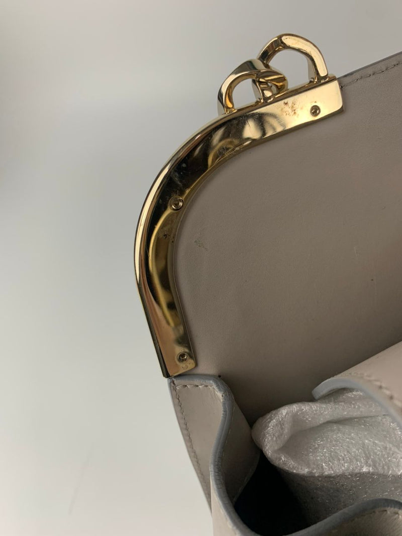 Gold Glanced Python / Pearl Grey &amp; Light Gold Soft Calf Leather Monete Shoulder Bag&nbsp;