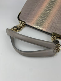 Gold Glanced Python / Pearl Grey &amp; Light Gold Soft Calf Leather Monete Shoulder Bag&nbsp;