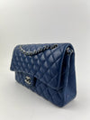 Medium Double Flap in Blue Lambskin SHW
