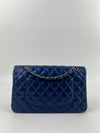 Medium Double Flap in Blue Lambskin SHW