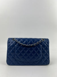 Medium Double Flap in Blue Lambskin SHW