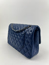 Medium Double Flap in Blue Lambskin SHW