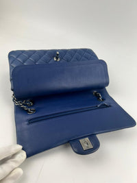 Medium Double Flap in Blue Lambskin SHW