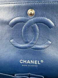 Medium Double Flap in Blue Lambskin SHW