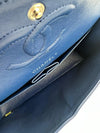 Medium Double Flap in Blue Lambskin SHW