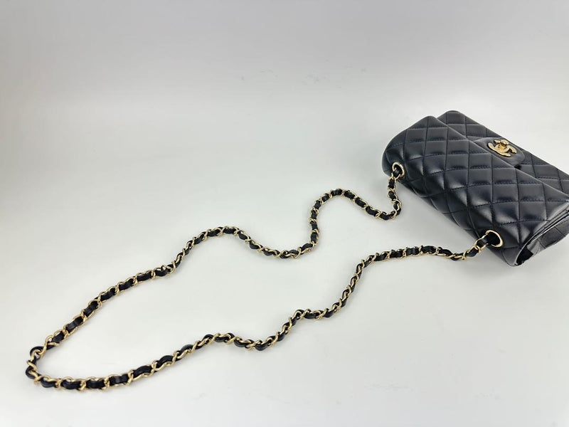 A69900 Mini Rectangular Classic Lambskin Flap Bag in Black LGHW