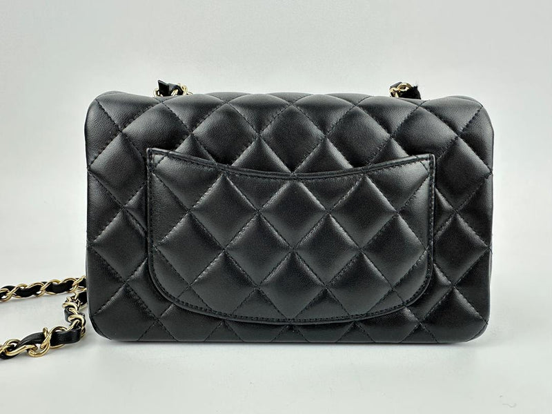 A69900 Mini Rectangular Classic Lambskin Flap Bag in Black LGHW