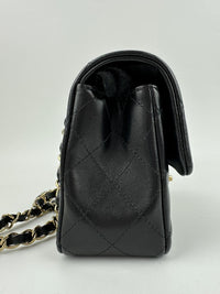 A69900 Mini Rectangular Classic Lambskin Flap Bag in Black LGHW