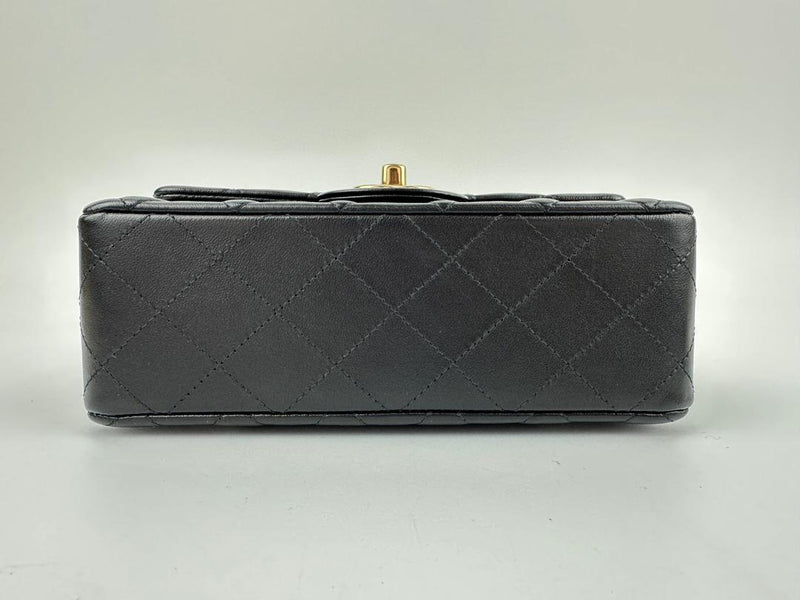A69900 Mini Rectangular Classic Lambskin Flap Bag in Black LGHW