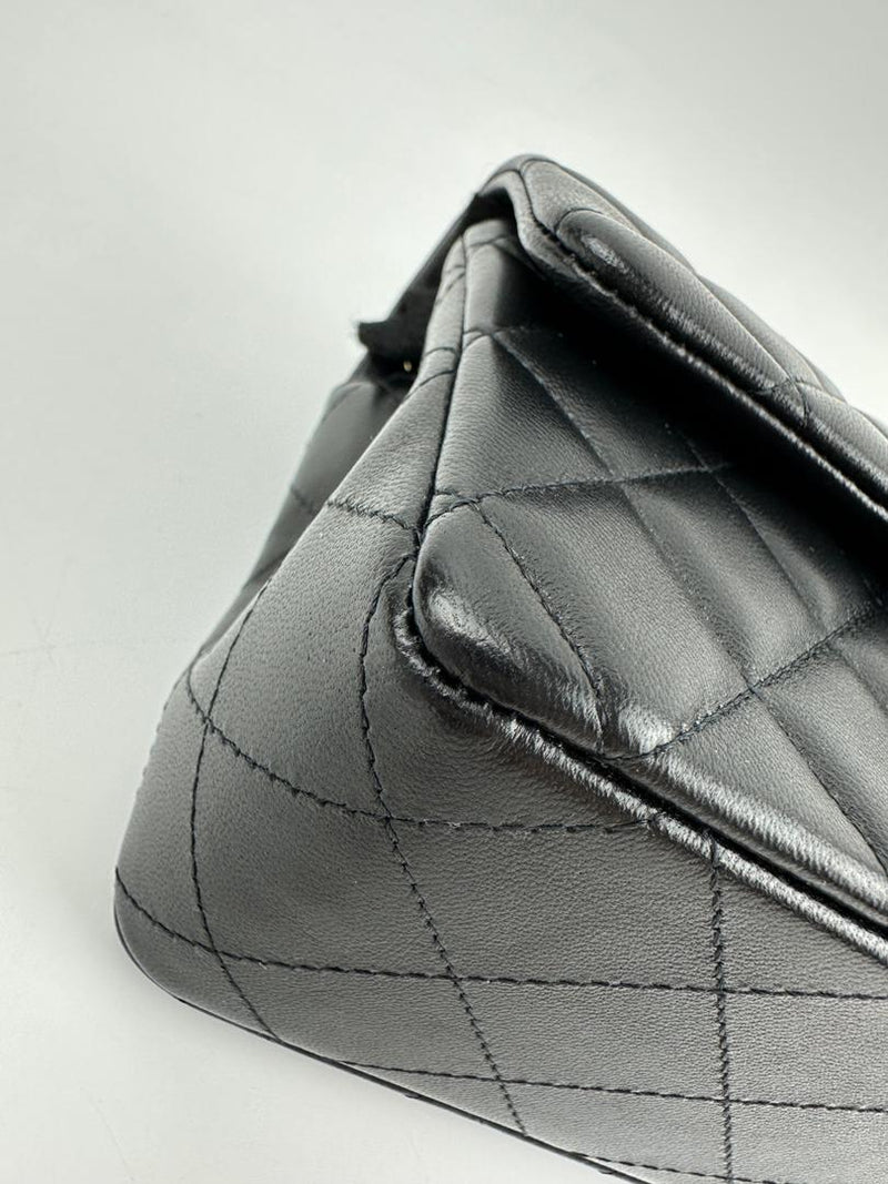 A69900 Mini Rectangular Classic Lambskin Flap Bag in Black LGHW