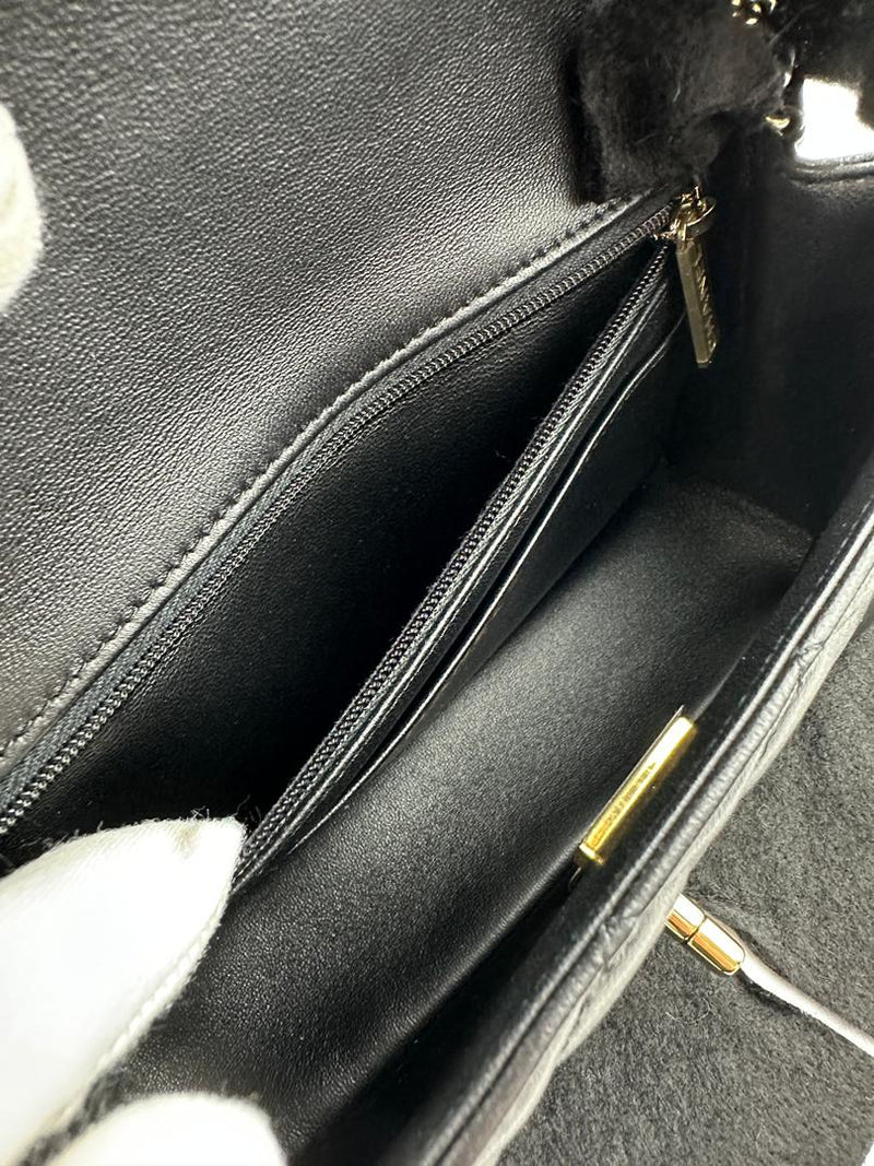 A69900 Mini Rectangular Classic Lambskin Flap Bag in Black LGHW