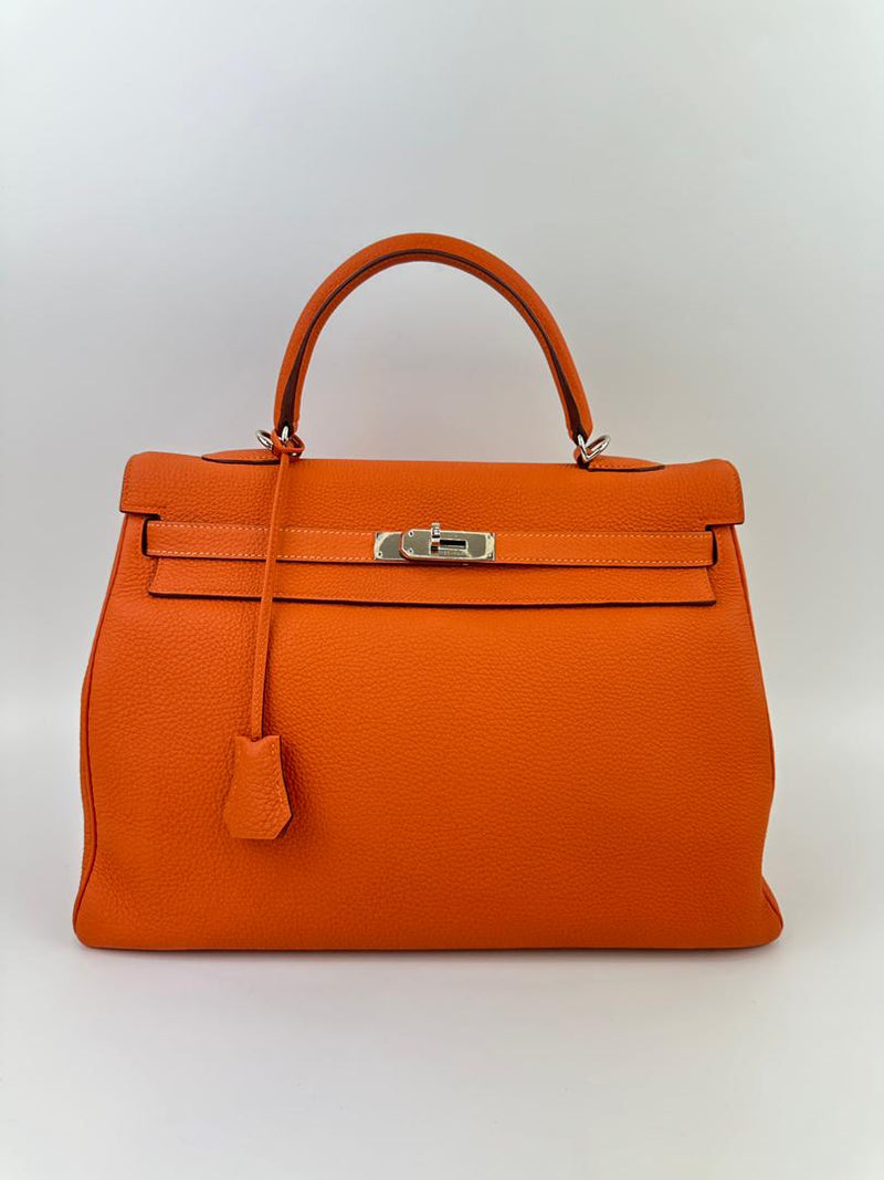Kelly 35 Orange Togo PHW Retourne (Cash Price in Description)