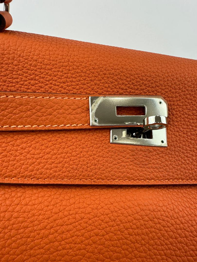 Kelly 35 Orange Togo PHW Retourne (Cash Price in Description)