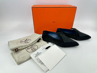 Mule Femme Rex Chevre Velours / Broderies Noir Suede Flats Size 36.5