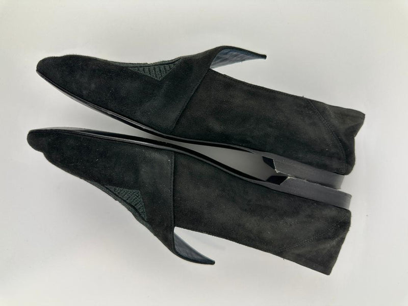 Mule Femme Rex Chevre Velours / Broderies Noir Suede Flats Size 36.5