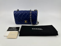 Mini Rectangular Flap in Blue Lambskin GHW