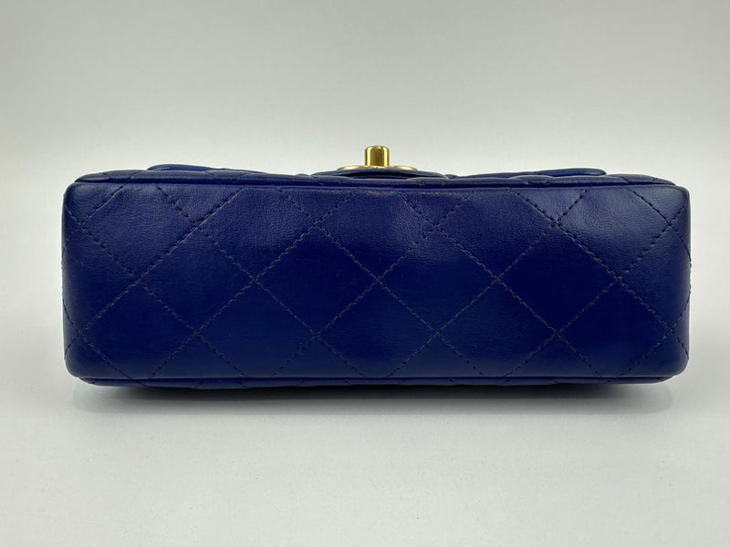 Mini Rectangular Flap in Blue Lambskin GHW