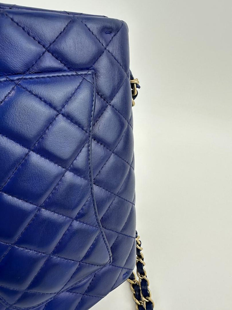 Mini Rectangular Flap in Blue Lambskin GHW