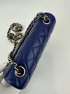 Mini Rectangular Flap in Blue Lambskin GHW