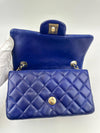 Mini Rectangular Flap in Blue Lambskin GHW