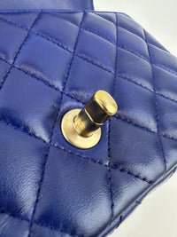 Mini Rectangular Flap in Blue Lambskin GHW
