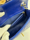 Mini Rectangular Flap in Blue Lambskin GHW