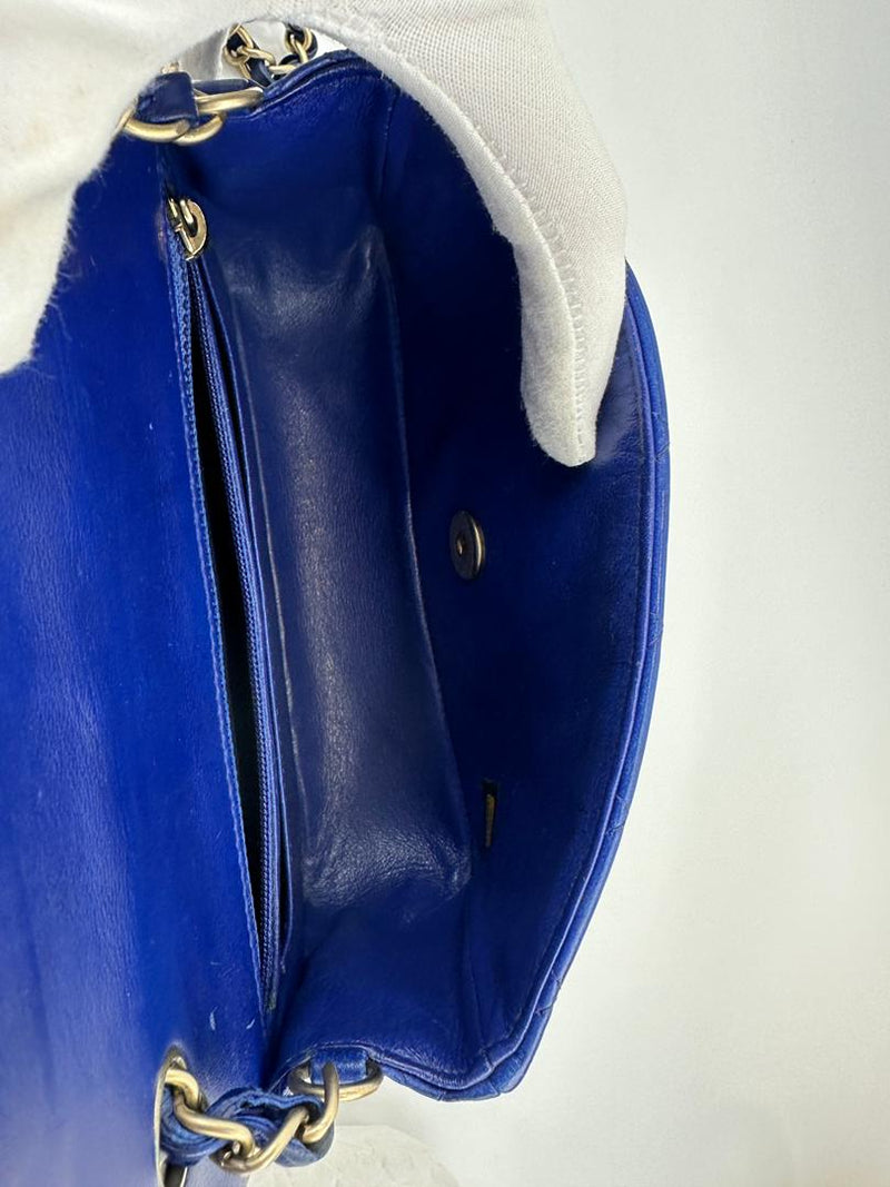 Mini Rectangular Flap in Blue Lambskin GHW