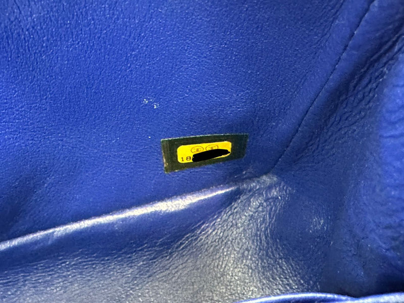 Mini Rectangular Flap in Blue Lambskin GHW