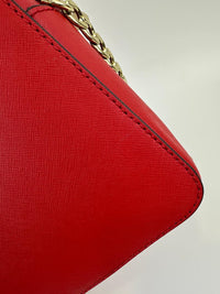 Red Saffiano Leather Jet Set Camera Crossbody Bag