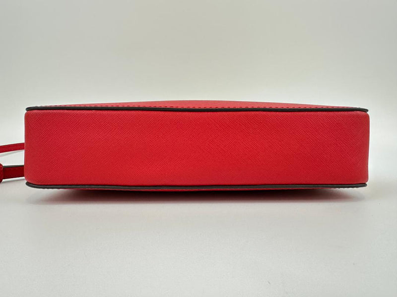 Red Saffiano Leather Jet Set Camera Crossbody Bag