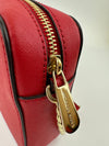 Red Saffiano Leather Jet Set Camera Crossbody Bag