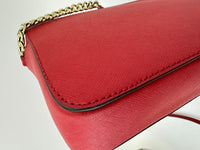 Red Saffiano Leather Jet Set Camera Crossbody Bag