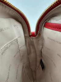 Red Saffiano Leather Jet Set Camera Crossbody Bag