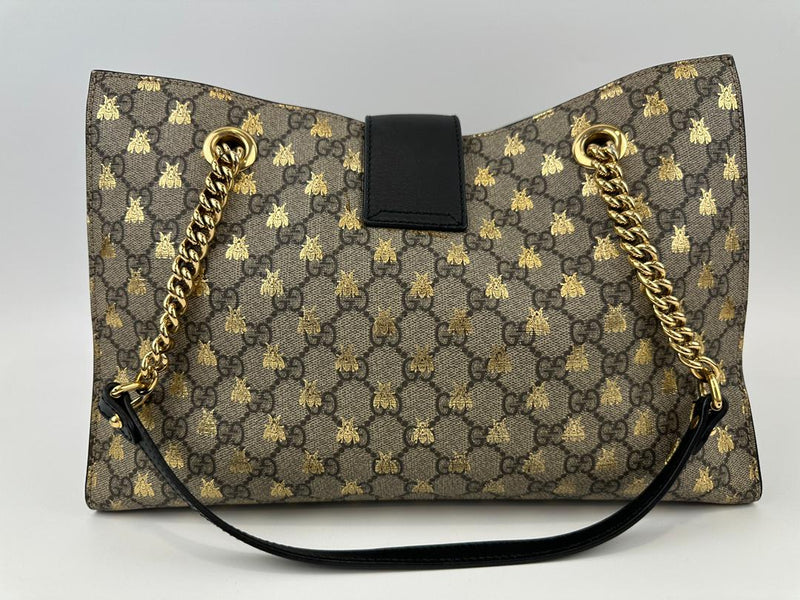 GG Supreme Monogram Bees Medium Padlock Tote