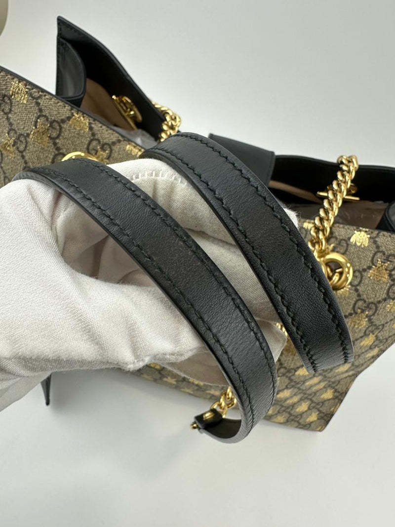 GG Supreme Monogram Bees Medium Padlock Tote